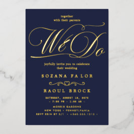 Romantic Gold Foil Emerald Flourish We bruiloft Folie Uitnodiging