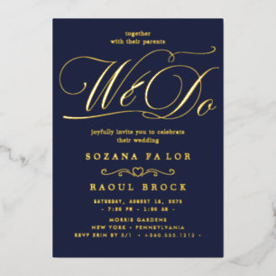 Romantic Gold Foil Emerald Flourish We bruiloft Folie Uitnodiging