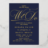 Romantic Gold Foil Emerald Flourish We bruiloft Folie Uitnodiging (Voorkant)