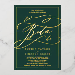 Romantic Gold Foil | Emerald Lijst La Boda de Folie Uitnodiging