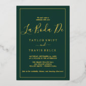 Romantic Gold Foil | Emerald Lijst La Boda de Folie Uitnodiging (Voorkant)