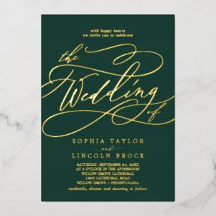 Romantic Gold Foil   Emerald The Wedding of Folie Uitnodiging