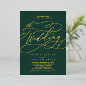 Romantic Gold Foil | Emerald The Wedding of Folie Uitnodiging (Staand Voorkant)