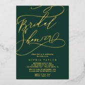 Romantic Gold Foil | Emerald Vrijgezellenfeest Folie Uitnodiging (Voorkant)