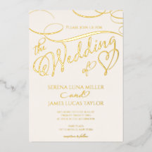 Romantic Gold Foil Flourish Calligraphy Wedding