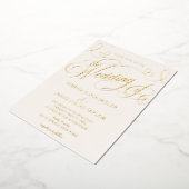 Romantic Gold Foil Flourish Calligraphy Wedding Folie Uitnodiging (Gedraaid)