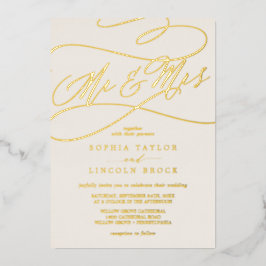 Romantic Gold Foil | Ivory de heer & Mrs Wedding Folie Uitnodiging