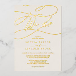 Romantic Gold Foil | Ivory Flourish we Weddenschap Folie Uitnodiging