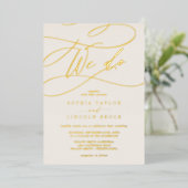 Romantic Gold Foil | Ivory Flourish we Weddenschap Folie Uitnodiging (Staand Voorkant)