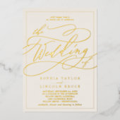 Romantic Gold Foil | Ivory Lijst Weddenschap Folie Uitnodiging (Voorkant)