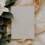 Romantic Gold Foil | Ivory Lijst Weddenschap Folie Uitnodiging<br><div class="desc">Deze romantische gouden folie Ivoor lijst trouwuitnodiging is perfect voor een eenvoudige bruiloft. Het moderne klassieke ontwerp is voorzien van fancy draden en grillen met een prachtige elegante gouden folie met handschrift gestempelde typografie en een formeel lijst van de folie op een ivoorcrèmeachtergrond.</div>