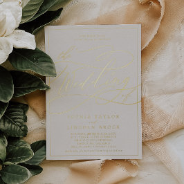 Romantic Gold Foil | Ivory Lijst Weddenschap Folie Uitnodiging