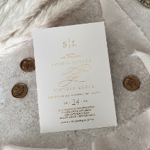 Romantic Gold Foil | Ivory Monogram Weddenschap