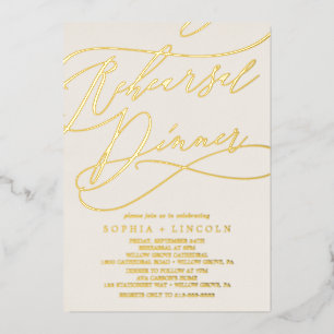 Romantic Gold Foil   Ivory Rehearsal Dinner Folie Uitnodiging