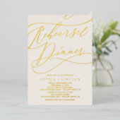 Romantic Gold Foil | Ivory Rehearsal Dinner Folie Uitnodiging (Staand Voorkant)