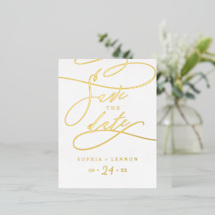 Romantic Gold Foil kalligrafie Sparen de Datum Folie Uitnodiging Briefkaart