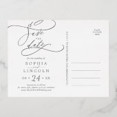 Romantic Gold Foil kalligrafie Sparen de Datum Folie Uitnodiging Briefkaart (Achterkant)