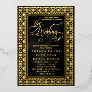 Romantic Gold Foil   Navy Blue Lijst Wedding Folie Uitnodiging