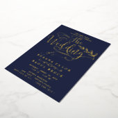 Romantic Gold Foil | Navy Blue Lijst Wedding Folie Uitnodiging (Gedraaid)