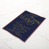 Romantic Gold Foil | Navy Blue Lijst Wedding Folie Uitnodiging (Gedraaid)