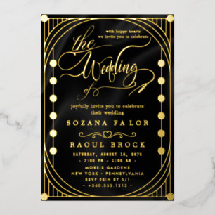 Romantic Gold Foil   Navy Blue Lijst Wedding Folie Uitnodiging