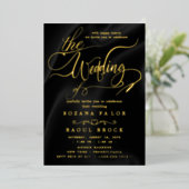 Romantic Gold Foil | Navy Blue Lijst Wedding Folie Uitnodiging (Staand Voorkant)