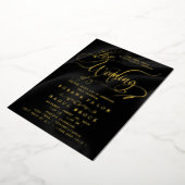 Romantic Gold Foil | Navy Blue Lijst Wedding Folie Uitnodiging (Gedraaid)