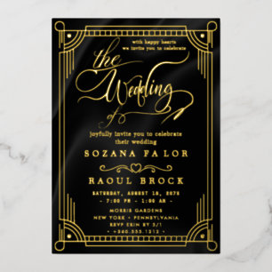 Romantic Gold Foil   Navy Blue Lijst Wedding Folie Uitnodiging