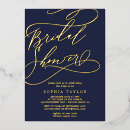 Romantic Gold Foil | Navy Blue Vrijgezellenfeest Folie Uitnodiging