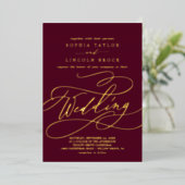 Romantic Gold Foil | Vlaams bruidshuwelijk van Bou Folie Uitnodiging (Staand Voorkant)