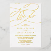 Romantic Gold Foil | Vlaams huwelijk Folie Uitnodiging (Voorkant)