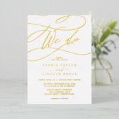 Romantic Gold Foil | Vlaams huwelijk Folie Uitnodiging (Staand Voorkant)