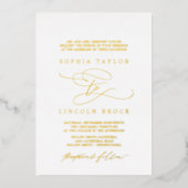 Romantic Gold Foil Vlurish Formal Wedding Folie Uitnodiging (Voorkant)