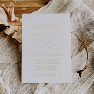 Romantic Gold Foil Vlurish Formal Wedding Folie Uitnodiging