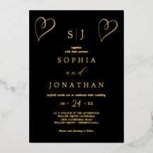 Romantic Gold Foil | Zwart monogram huwelijk