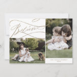 Romantic Gold gelooft 3 fotojaar in Review Feestdagenkaart<br><div class="desc">Dit romantische goud gelooft dat 3 fotojaar in de review vakantiekaart de perfecte eenvoudige feestelijke groet is. Het moderne klassieke ontwerp is voorzien van fancy draden en grillen met prachtige elegante handgeschreven faux champagne Gold folie-typografie. Pas de kaart aan met 3 foto's, uw familienaam, voornamen en jaar. Vermeld een jaar...</div>