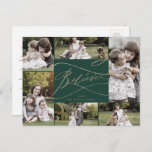 Romantic Gold Green gelooft 6 Foto Jaar in Review Feestdagenkaart<br><div class="desc">Dit romantische goudgroen gelooft 6 fotojaar in review vakantie briefkaart is de perfecte eenvoudige feestelijke groet. Het moderne klassieke ontwerp is voorzien van fancy draden en grillen met prachtige elegante handgeschreven faux champagne Gold folie-typografie. Pas uw briefkaart aan met 6 foto's, uw familienaam, voornamen en jaar. Neem een jaar op...</div>