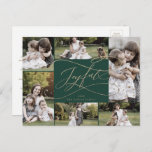 Romantic Gold Green Joyful 6 Foto Jaar in Review Feestdagenkaart<br><div class="desc">Dit romantische goudgroene vrolijke 6 fotojaar in review vakantie briefkaart is de perfecte eenvoudige feestelijke groet. Het moderne klassieke ontwerp is voorzien van fancy draden en grillen met prachtige elegante handgeschreven faux champagne Gold folie-typografie. Pas uw briefkaart aan met 6 foto's, uw familienaam, voornamen en jaar. Neem een jaar op...</div>