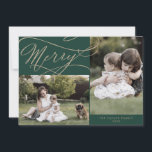 Romantic Gold Green Merry 3 Foto Jaar in Review Feestdagenkaart<br><div class="desc">Deze romantische goudgrove 3 fotojaar op de review-vakantiekaart is de perfecte eenvoudige feestelijke groet. Het moderne klassieke ontwerp is voorzien van fancy draden en grillen met prachtige elegante handgeschreven faux champagne Gold folie-typografie. Pas de kaart aan met 3 foto's, uw familienaam, voornamen en jaar. Vermeld een jaar in review- of...</div>