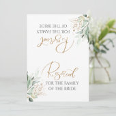 Romantic Gold Greenery White Wedding Reserved Sign (Staand voorkant)
