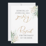 Romantic Gold Greenery White Wedding Reserved Sign<br><div class="desc">Goud groen naaldkapje voor bruiloft. Komt plat zodat je het in tweeën moet vouwen.</div>