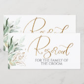 Romantic Gold Greenery White Wedding Reserved Sign (Voorkant / Achterkant)