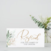 Romantic Gold Greenery White Wedding Reserved Sign (Staand voorkant)