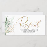 Romantic Gold Greenery White Wedding Reserved Sign<br><div class="desc">Goud groen naaldkapje voor bruiloft.</div>