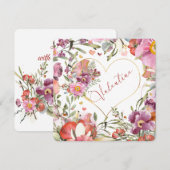 Romantic Gold Heart Floral Valentijnse  Feestdagenkaart (Voorkant / Achterkant)