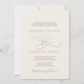 Romantic Gold | Ivory Flourish Formal Wedding Kaart (Voorkant)