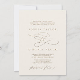 Romantic Gold | Ivory Flourish Formal Wedding Kaart