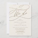 Romantic Gold | Ivory Flourish we Weddenschap Kaart<br><div class="desc">Deze romantische gouden ivoor bloeit We doen trouwuitnodiging is perfect voor een eenvoudige bruiloft. Het moderne klassieke ontwerp is voorzien van fancy draden en grillen met prachtige elegante handgeschreven faux champagne Gold folie-typografie. Opmerking: dit ontwerp is niet voorzien van echte gouden folie. Het is een afbeelding van hoge kwaliteit die...</div>