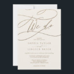 Romantic Gold | Ivory Flourish we Weddenschap Kaart<br><div class="desc">Deze romantische gouden ivoor bloeit We doen trouwuitnodiging is perfect voor een eenvoudige bruiloft. Het moderne klassieke ontwerp is voorzien van fancy draden en grillen met prachtige elegante handgeschreven faux champagne Gold folie-typografie. Opmerking: dit ontwerp is niet voorzien van echte gouden folie. Het is een afbeelding van hoge kwaliteit die...</div>