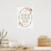 Romantic Gold Lijst Blush Floral Seating Chart Poster (Keuken)